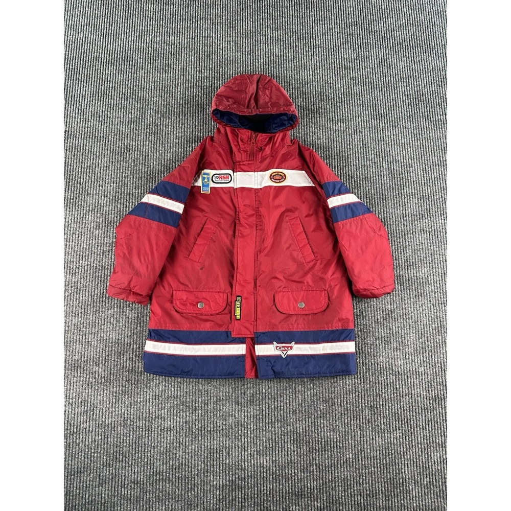 Vintage Disney Cars Jacket Kids Extra Small 4 Red Lightning McQueen Windbreaker